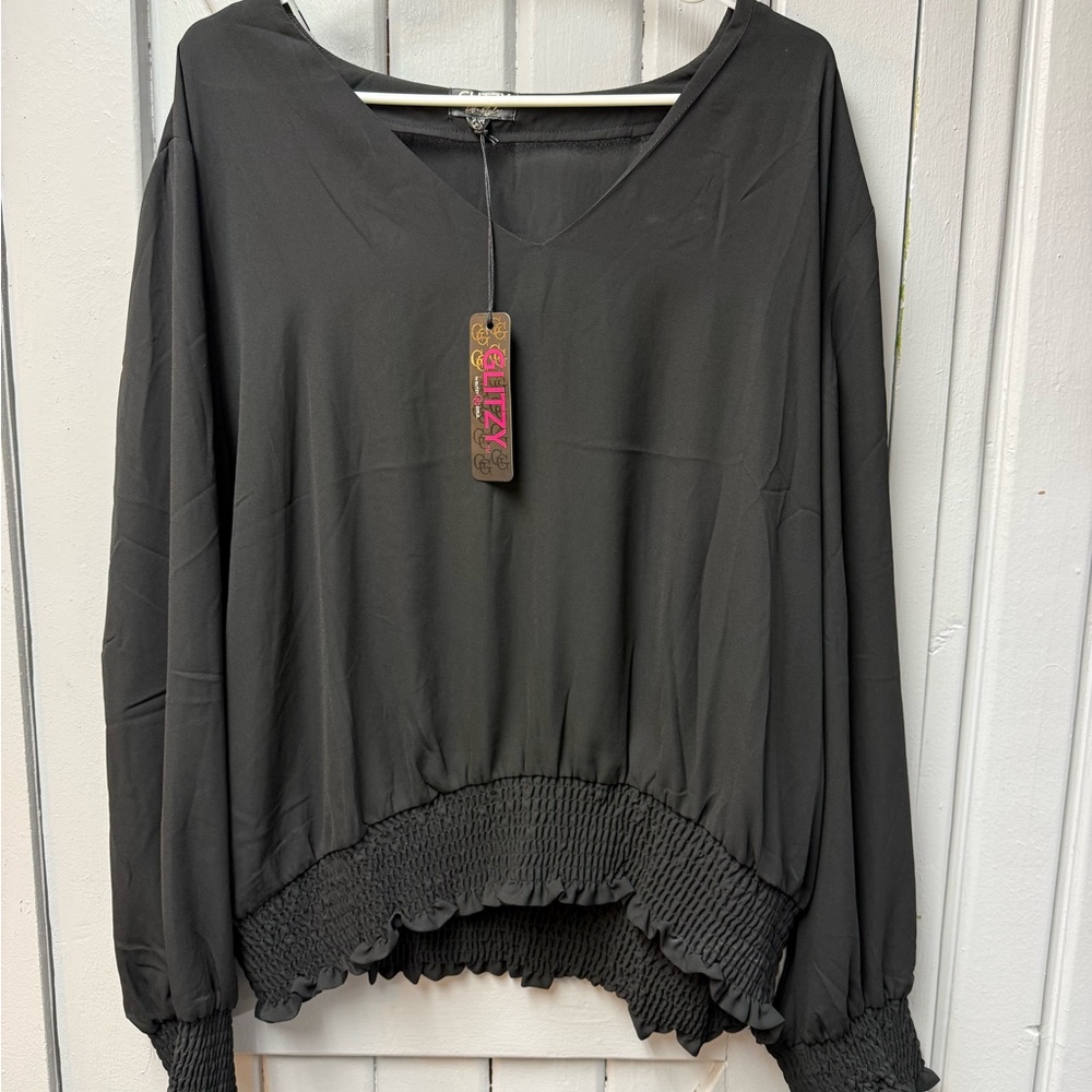 Glitz Black V-Neck Blouse